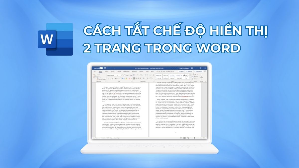 Hướng dẫn chi tiết tắt chế độ hiển thị 2 trang trong Word